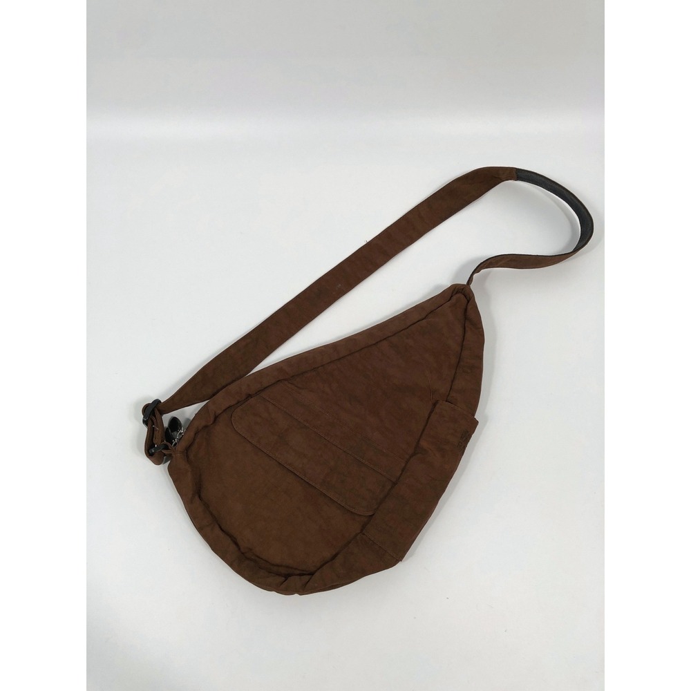 AmeriBag Healthy Back Bag Brown Nylon Sling Teardrop Ergonomic Travel Crossbody